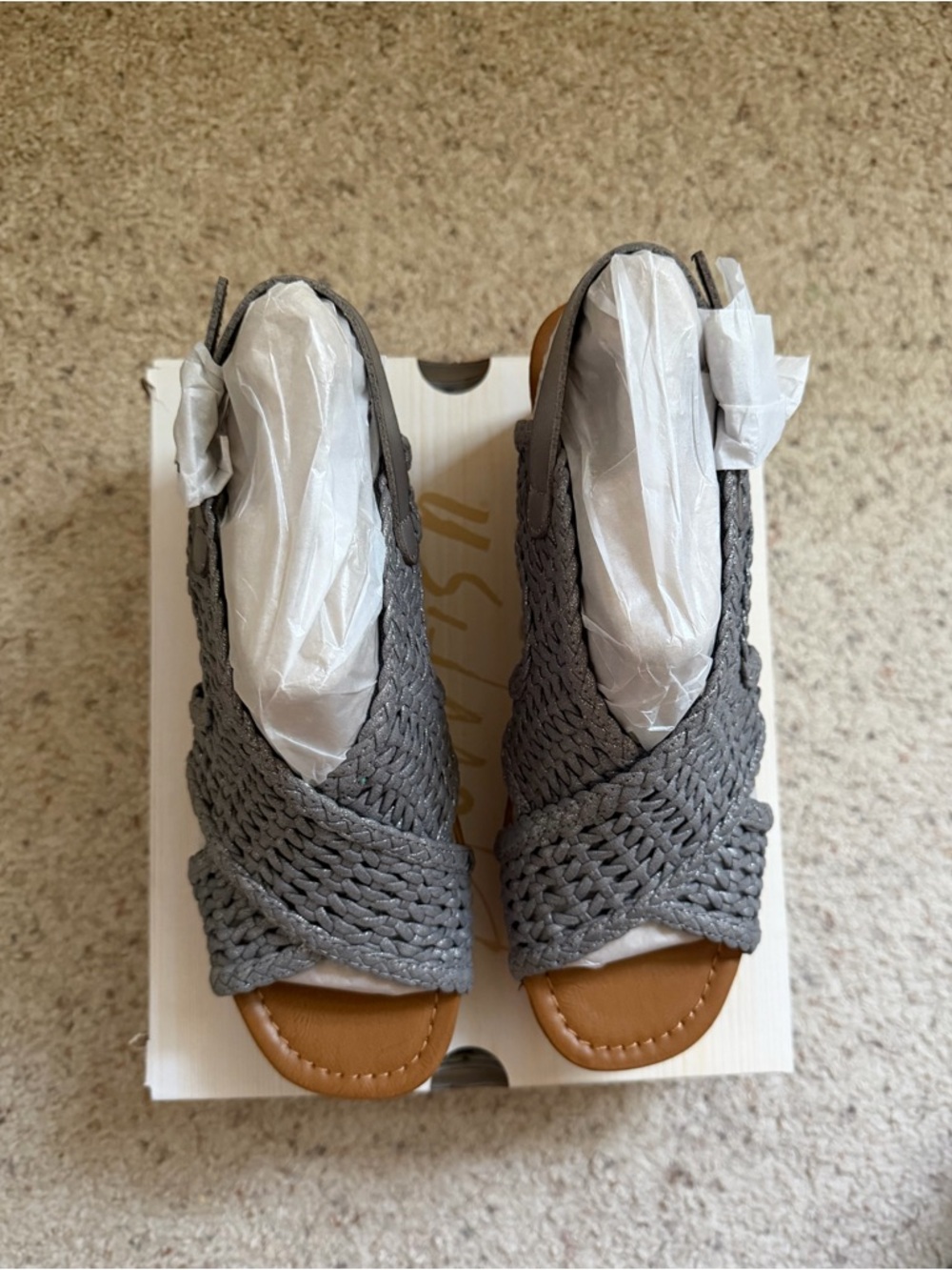 Blowfish Malibu Andrea Wedge Sandals Gray Woven Cork Platform Size 8.5